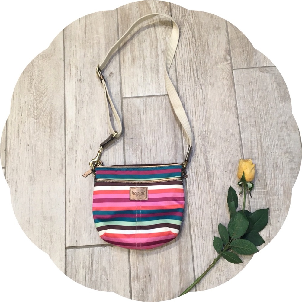 Coach Colorful Stripes Cross Body Bag